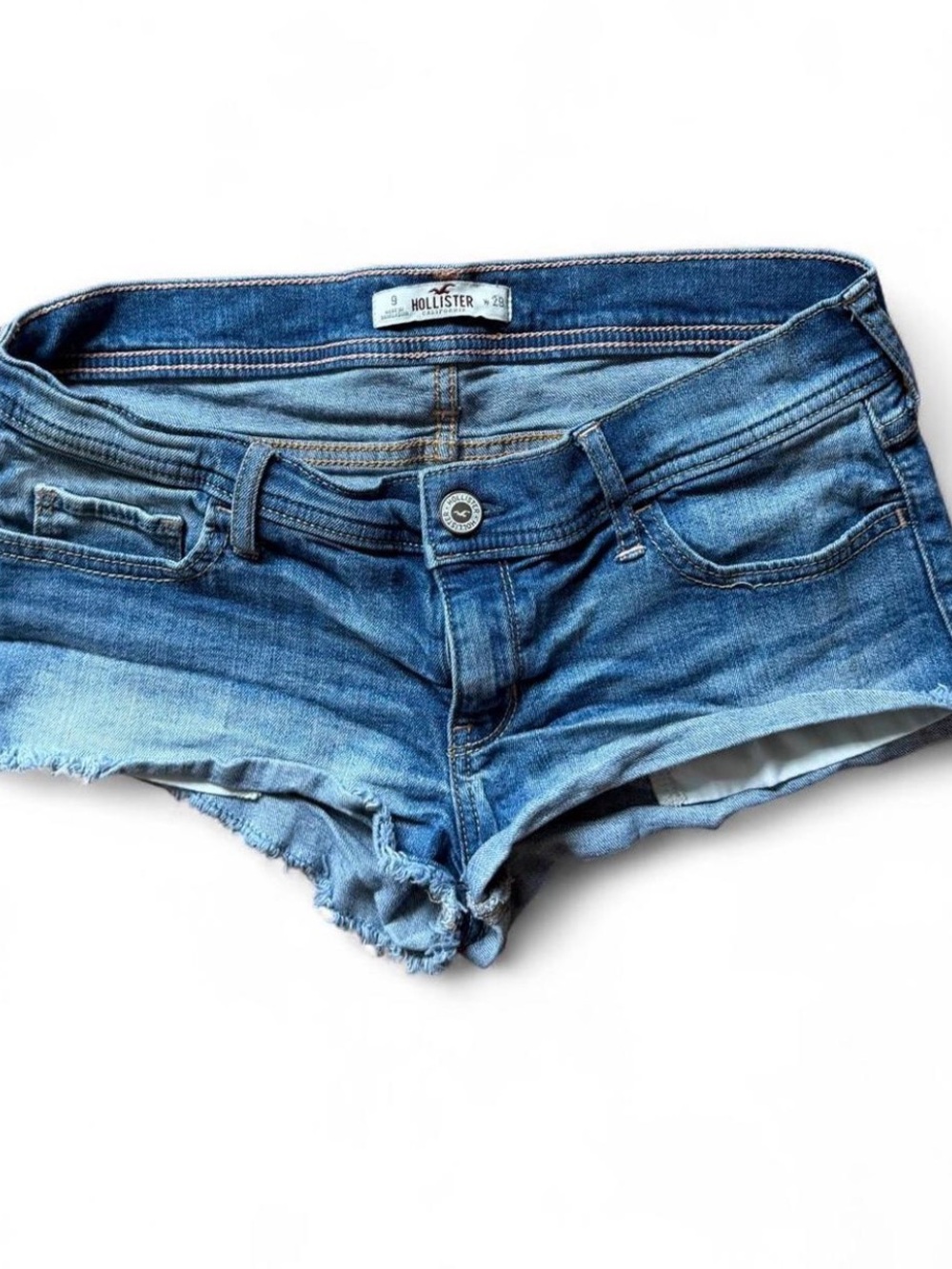 Vintage Hollister Women's Faded Blue Denim Cutoff Shorts